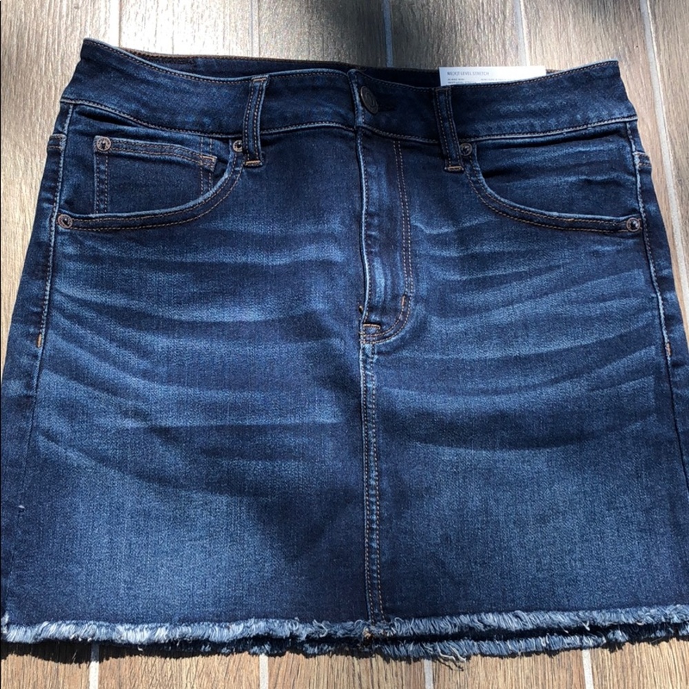 High rise jean mini skirt